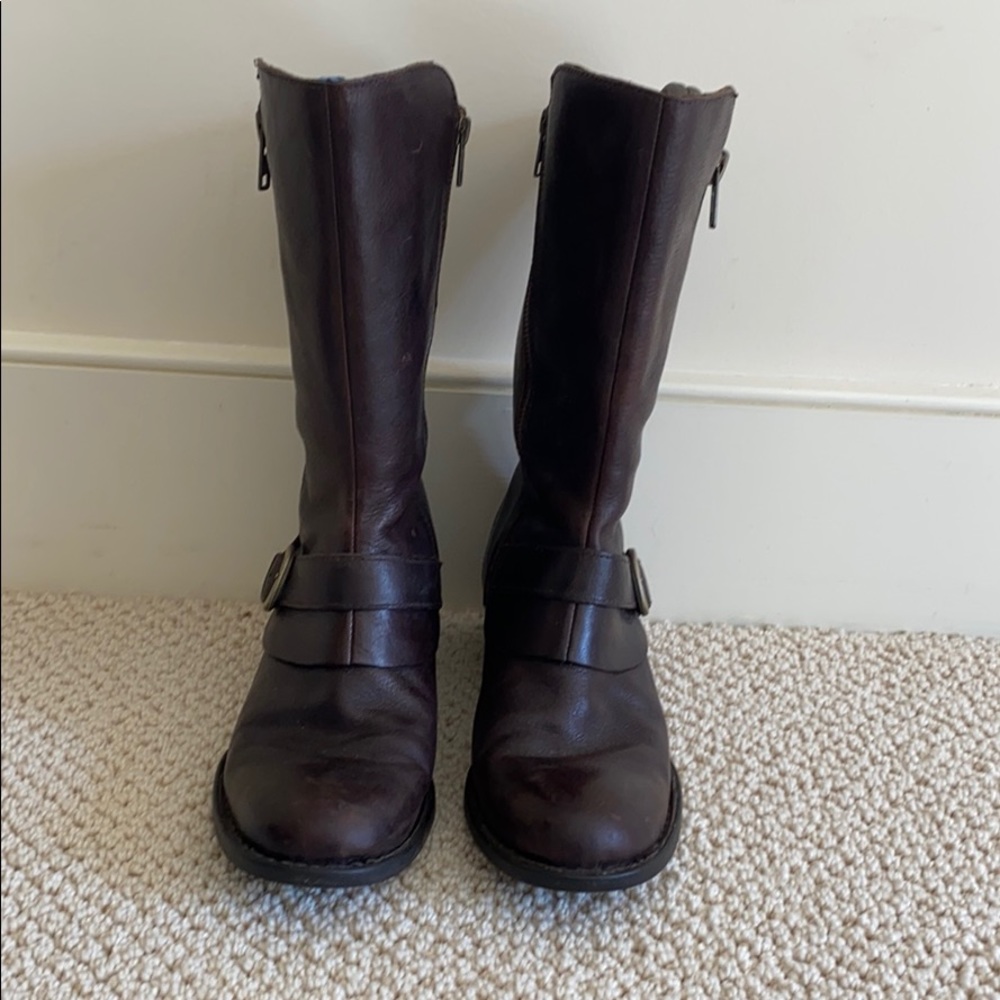Born mid calf leather boots